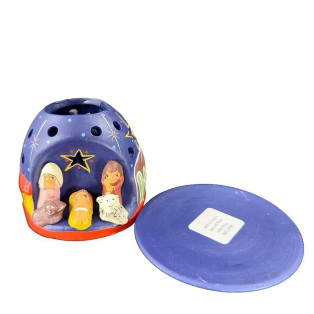Peru Mountain Tea Light Nativity Ten Thousand Villages Nativity Scene Holder VTG